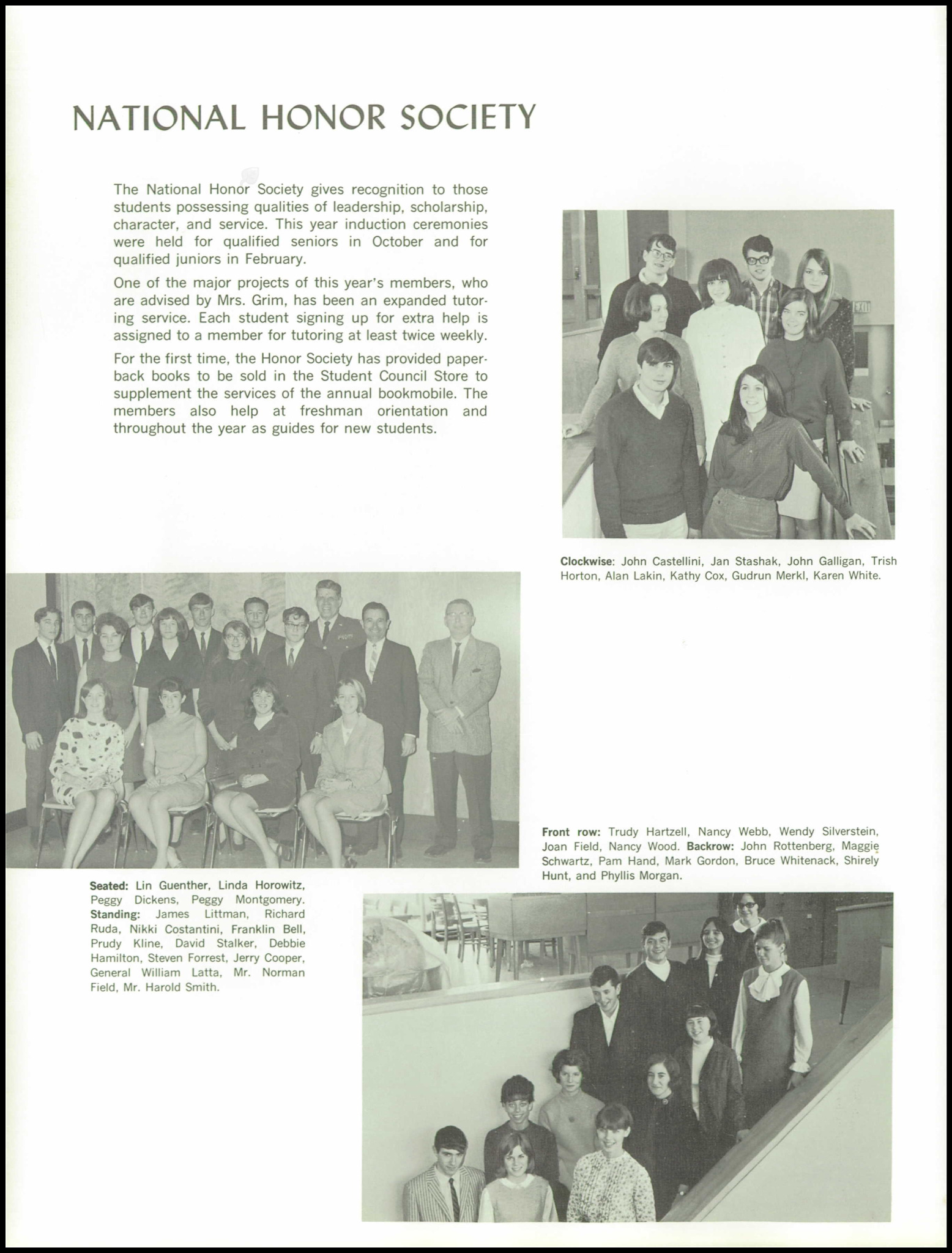 Full National Honor Society yearbook page naming Steven Forrest